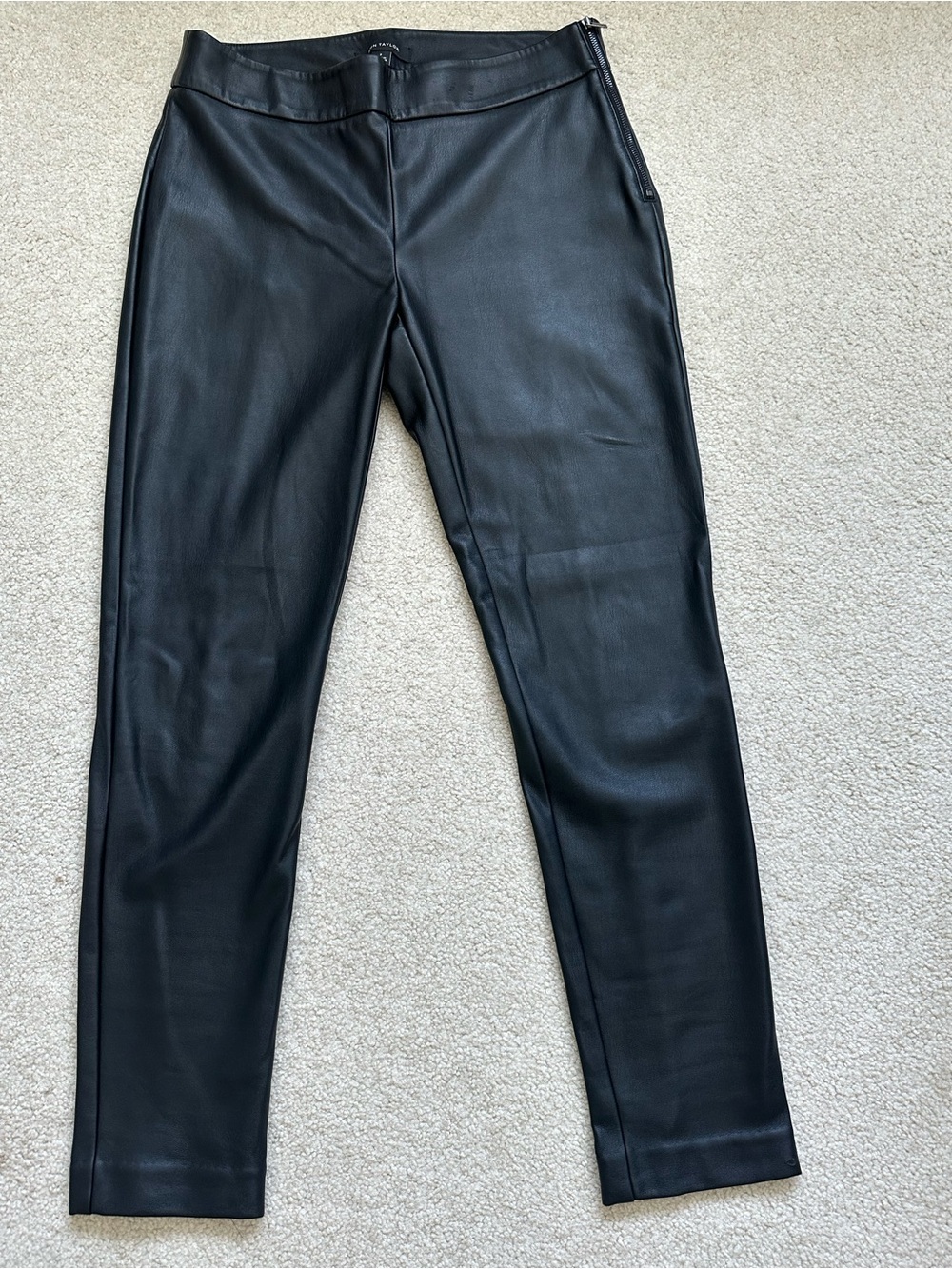 Ann Taylor Black Faux Leather Straight Leg Pants